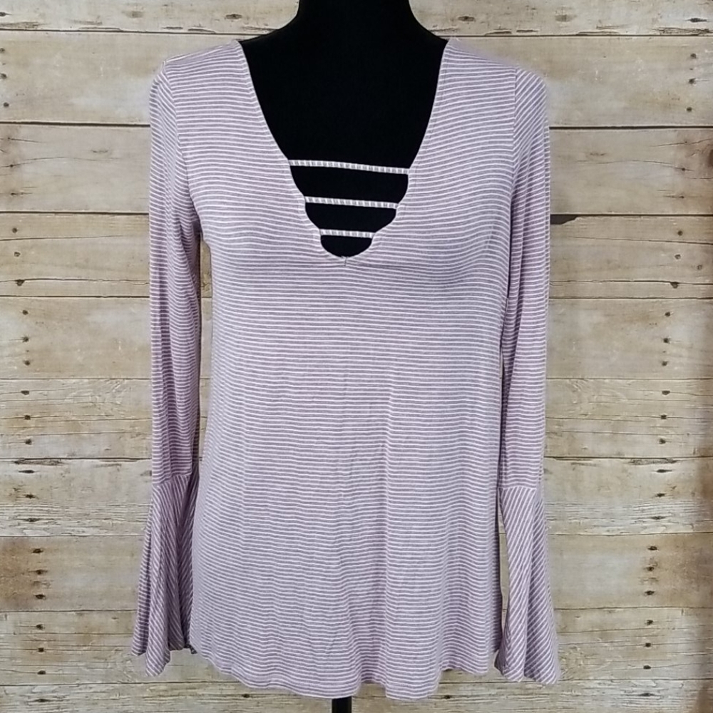 American Eagle Soft & Sexy Striped Bell Sleeve Top
